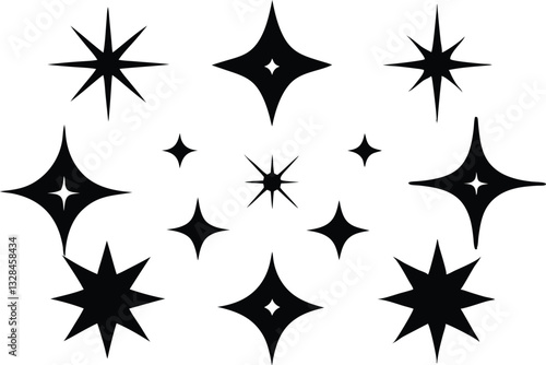 Sparkle star icon set, sparkles icon vector