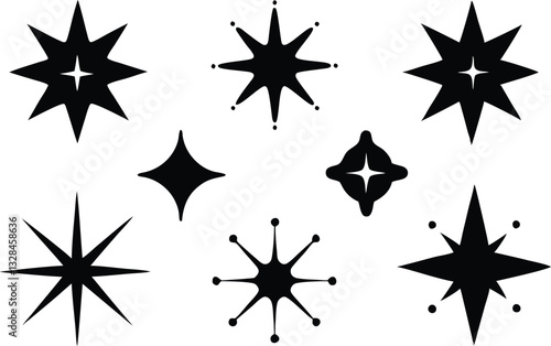 Sparkle star icon set, sparkles icon vector