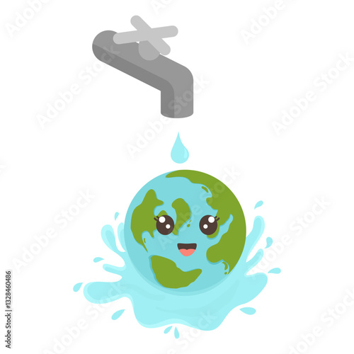 Water Fauchet Droping Water, World Water Day Illustration