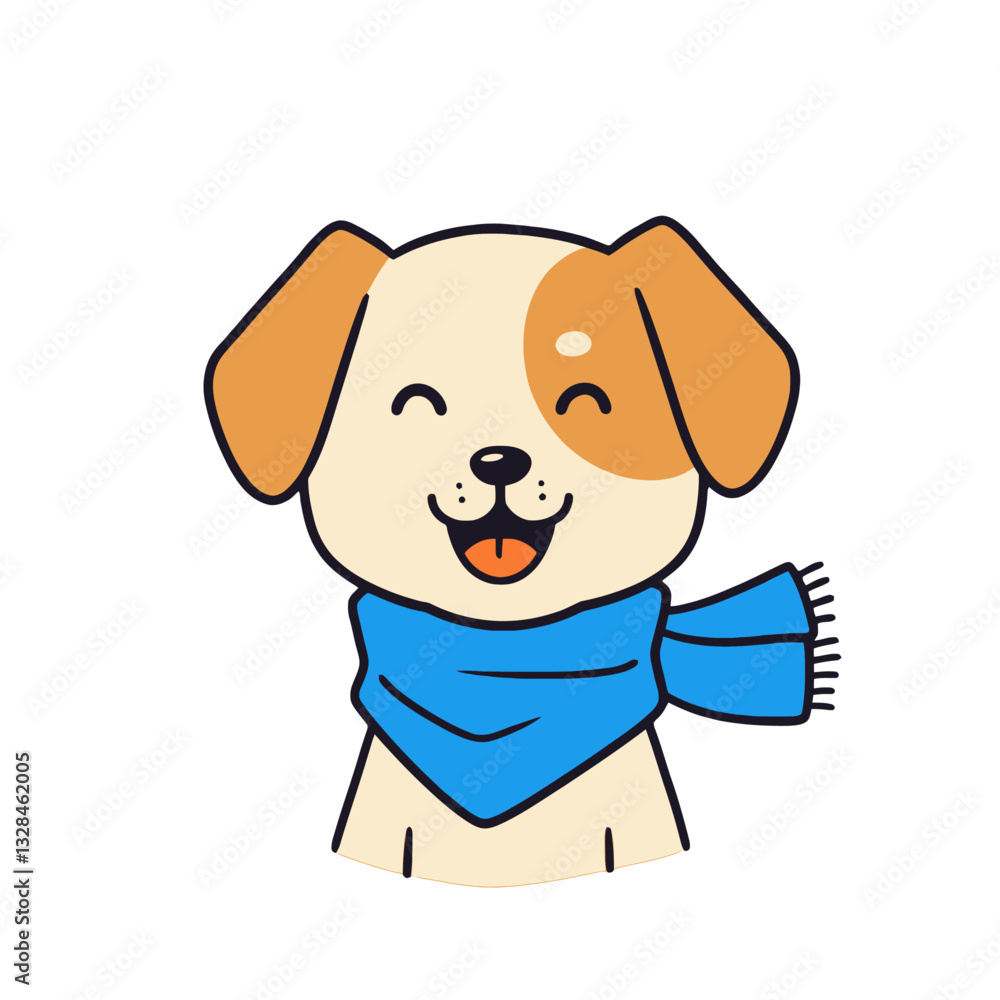 Fototapeta premium Happy Puppy with Blue Scarf