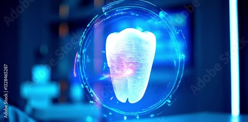 Wallpaper Mural Dentist Examining Tooth with Futuristic Technology Animation Scan Torontodigital.ca