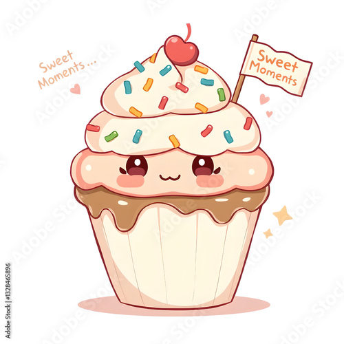 Cute Cupcake Illustration – Adorable Dessert PNG with Transparent Background
