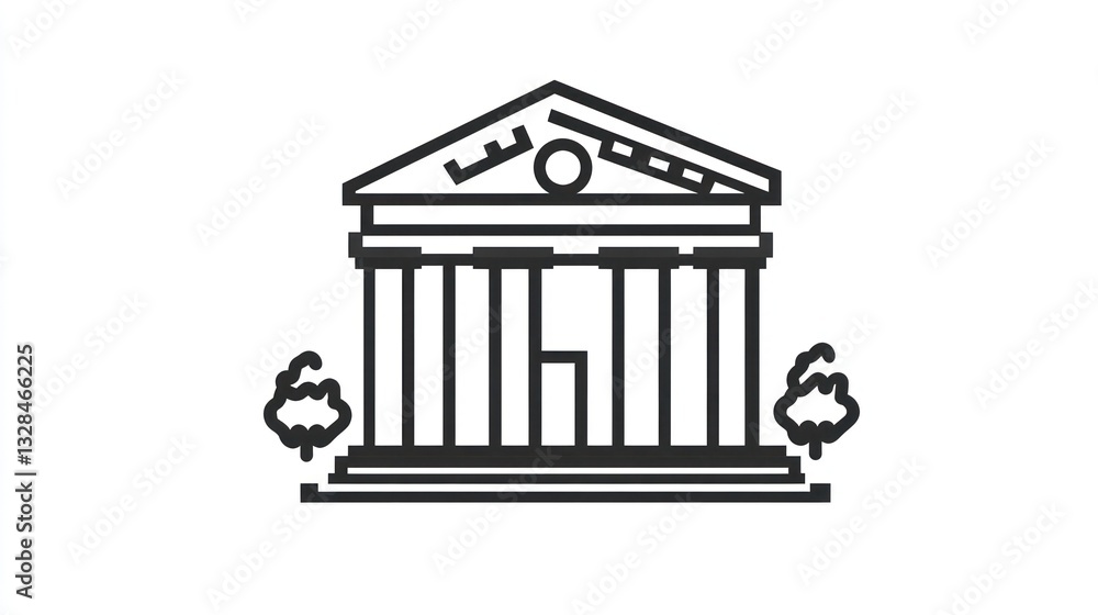 Fototapeta premium Classic building, columns, trees, urban, government