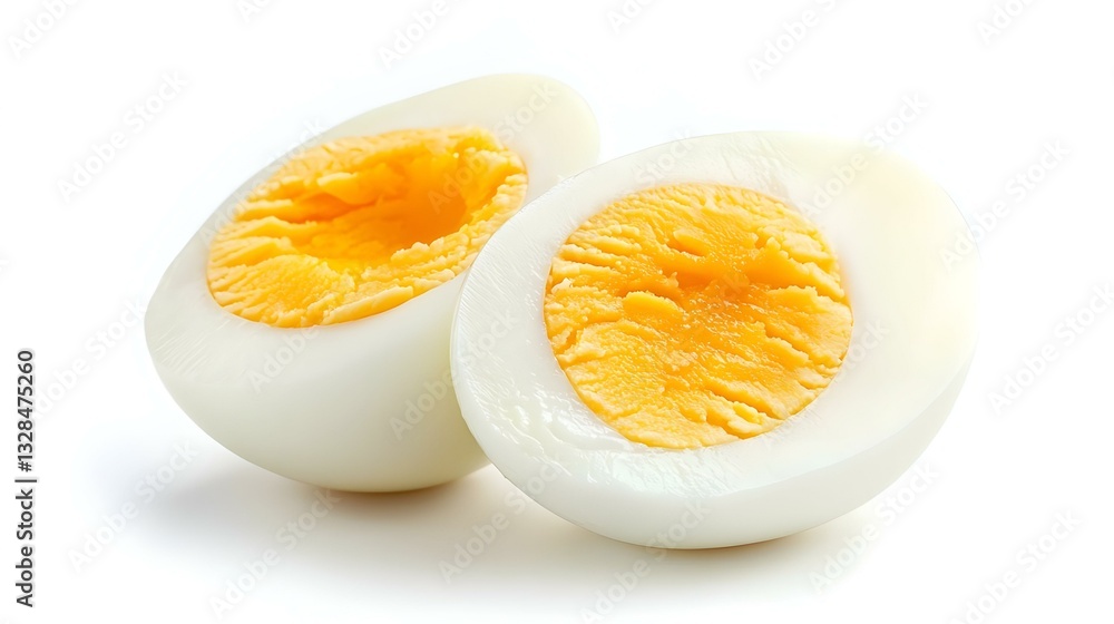 boiled egg and half isolated on white