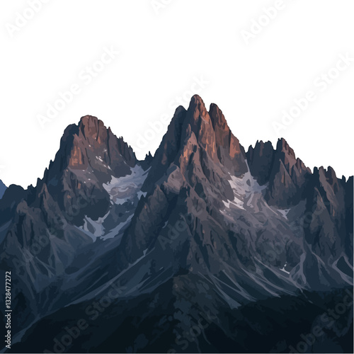 Mountain Peaks with Snow and Sunset Light
