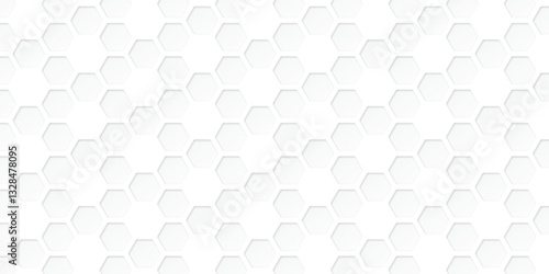 White hexagon soccer ball pattern paper cut style graphic illustration. Honeycomb monochromatic background.