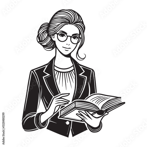 Lady Book Reader vector illustration, Book Reader clipart design, books and Girl Art
