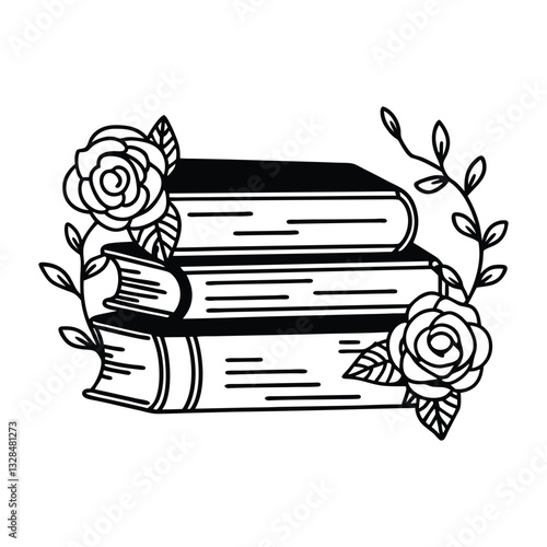 book with floral vector illustration, Book Reader clipart design, books and Nature Art
