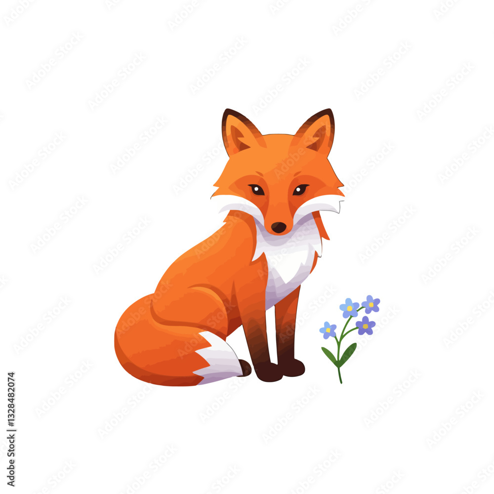 Obraz premium Fox with flower