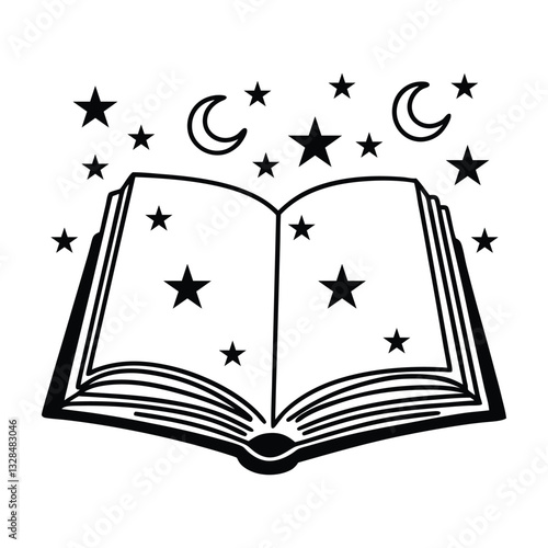 Book with magical vector illustration, Book Reader clipart design, books and mythical Art