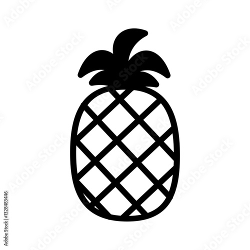 Illlustration of tropical pinapple or ananas in hand drawn doodle line art style . High resolution and editable icon vector perfect for symbol, logo, and design element. 