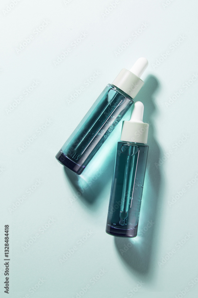 Naklejka premium cosmetics placed in a teal-colored space