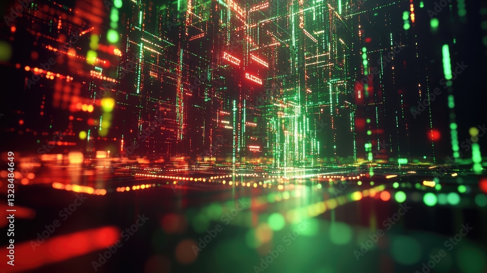 Obraz premium Digital Metropolis: A Symphony of Code and Light