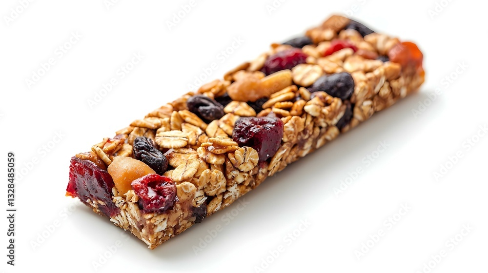 Tasty granola bar isolated on white background Tasty granola bar isolated on white background