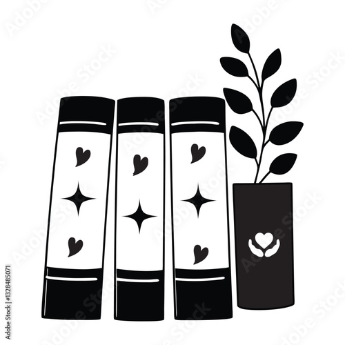 book with floral vector illustration, Book Reader clipart design, books and Nature Art
