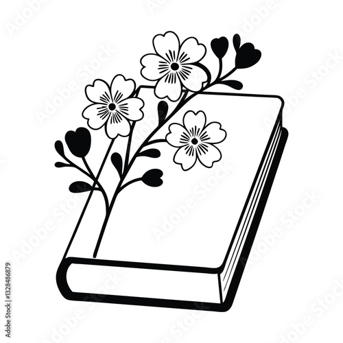 book with floral vector illustration, Book Reader clipart design, books and Nature Art
