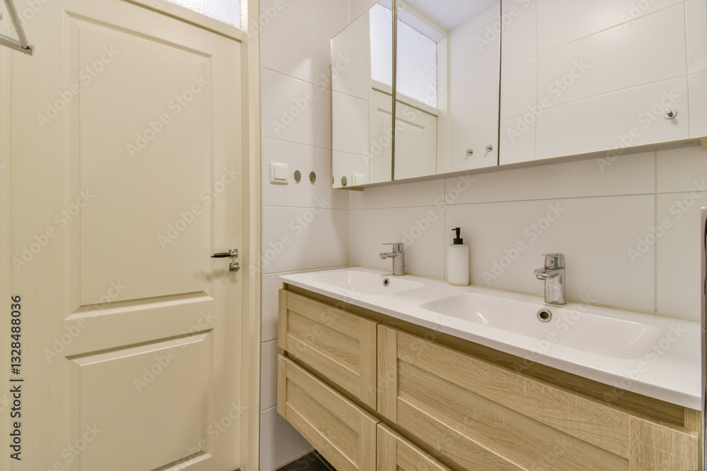 A sleek and contemporary bathroom showcasing elegant fixtures and ample storage space. The design combines functionality with modern aesthetics, creating a serene atmosphere. A sleek and contemporary bathroom showcasing elegant fixtures and ample storage space. The design combines functionality with modern aesthetics, creating a serene atmosphere.