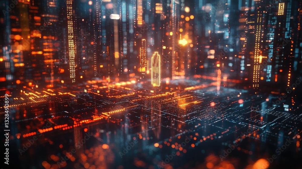 Neon Digital Cityscape: A Futuristic Metropolis of Light and Data Neon Digital Cityscape: A Futuristic Metropolis of Light and Data
