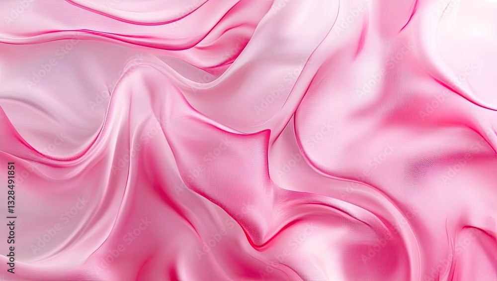 Fototapeta premium Pink silk fabric folds and drapes