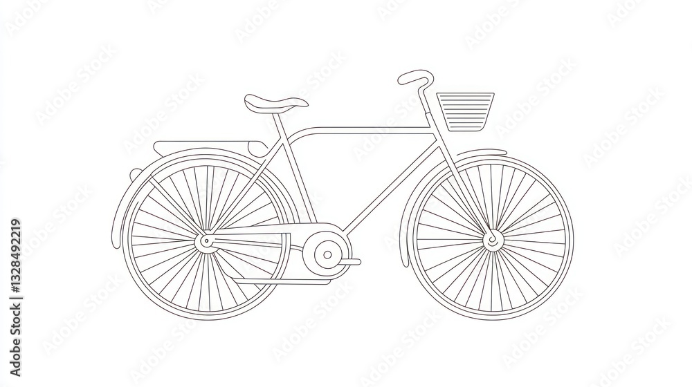 Fototapeta premium Classic bike line art, white background