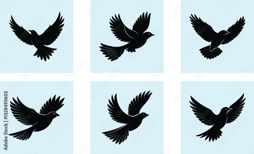 Fototapeta premium Flying Bird Silhouette vector