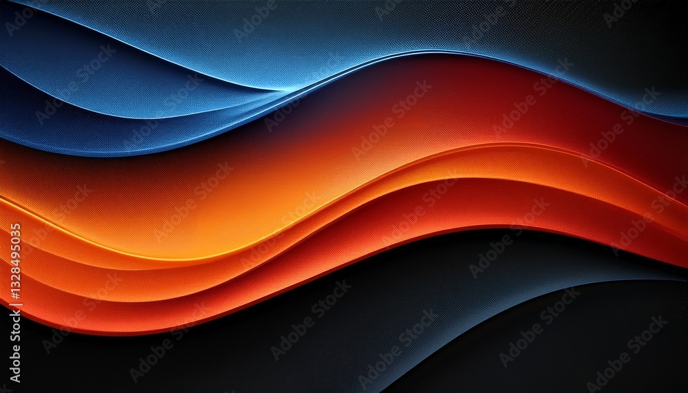 Fototapeta premium grainy noisy poster background dark blue orange red color wave black backdrop abstract header banner design