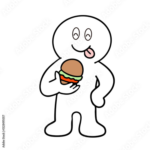 ハンバーガーが食べれて嬉しい棒人間