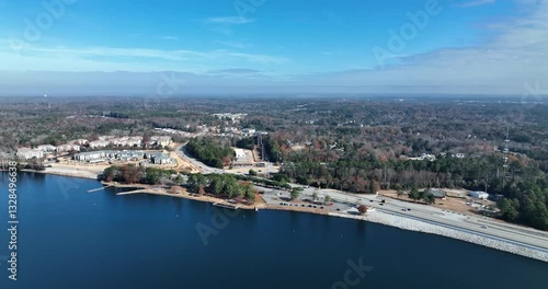 Wallpaper Mural Drone view of a busy town on a reservoir in South Carolina, USA Torontodigital.ca