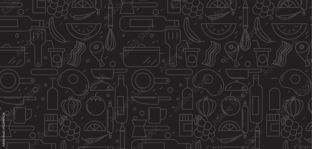 Seamless Pattern With food line art Background. Seamless Pattern With food line art Background.