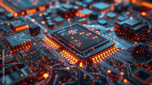 Advanced Nanotechnology Microchips Extreme close up 