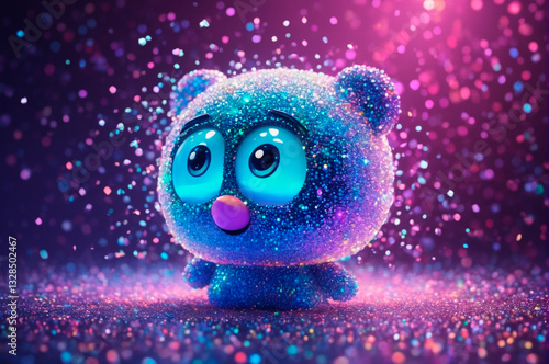 A holographic cartoon character. Generative AI.