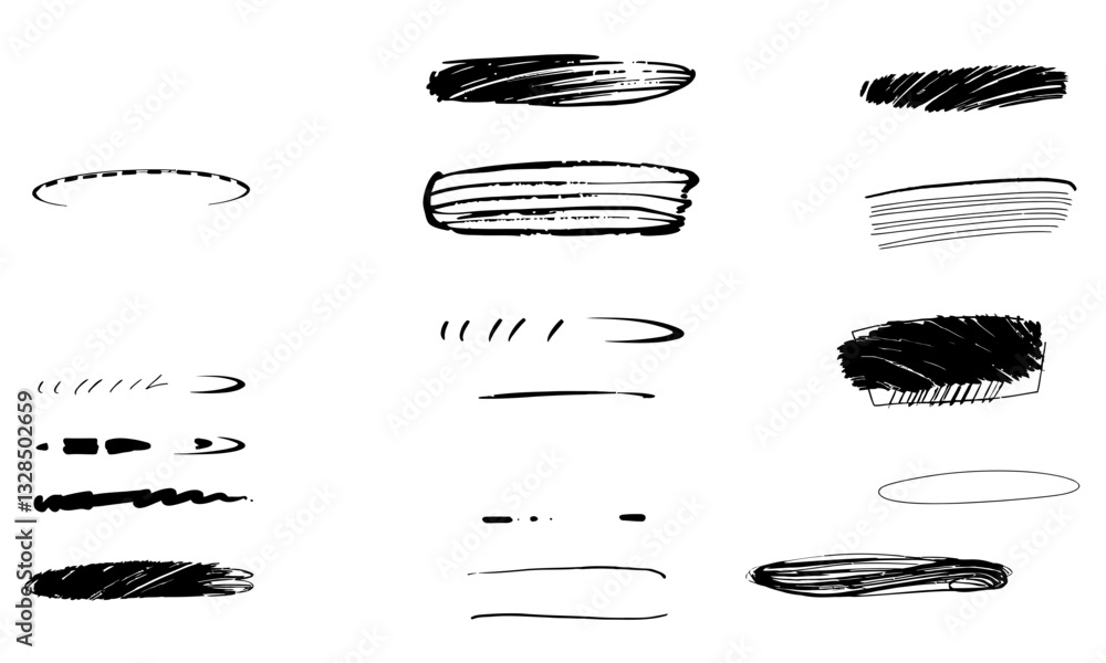 Hand drawn brush strokes in various styles and thicknesses, perfect for design projects and artistic expressions. These versatile elements add unique touch to any creative work Hand drawn brush strokes in various styles and thicknesses, perfect for design projects and artistic expressions. These versatile elements add unique touch to any creative work