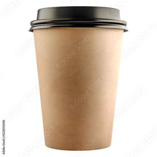A single disposable coffee cup with a black plastic lid