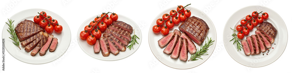 Grilled Steak with Roasted Tomatoes and Rosemary, Cut Out Set Grilled Steak with Roasted Tomatoes and Rosemary, Cut Out Set