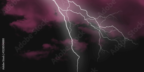 Mountainous Cumulus Clouds Boiling in the Summer Sky. White cloudiness, mist or smog overlay backgrounds. Wide sky and clouds dark tone. Dark cloud at evening sky with thunder bolt.