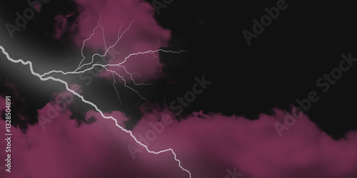 Mountainous Cumulus Clouds Boiling in the Summer Sky. White cloudiness, mist or smog overlay backgrounds. Wide sky and clouds dark tone. Dark cloud at evening sky with thunder bolt.