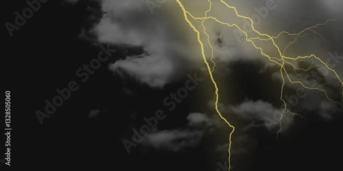Mountainous Cumulus Clouds Boiling in the Summer Sky. White cloudiness, mist or smog overlay backgrounds. Wide sky and clouds dark tone. Dark cloud at evening sky with thunder bolt.