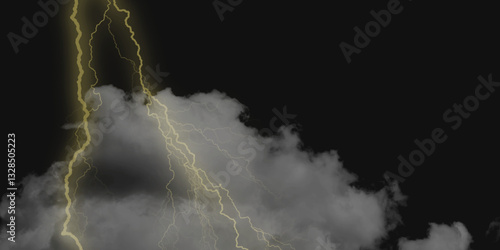 Mountainous Cumulus Clouds Boiling in the Summer Sky. White cloudiness, mist or smog overlay backgrounds. Wide sky and clouds dark tone. Dark cloud at evening sky with thunder bolt.