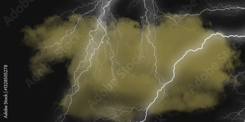Mountainous Cumulus Clouds Boiling in the Summer Sky. White cloudiness, mist or smog overlay backgrounds. Wide sky and clouds dark tone. Dark cloud at evening sky with thunder bolt.