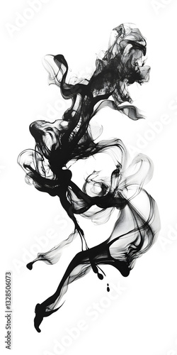 Wallpaper Mural Abstract Depicts Swirling Black Ink Against transparent background, cut out, PNG 3D Digital Art. Torontodigital.ca