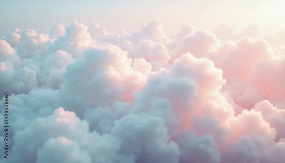 Vast expanse of fluffy cumulus clouds illuminated by soft warm light with copy space Vast expanse of fluffy cumulus clouds illuminated by soft warm light with copy space