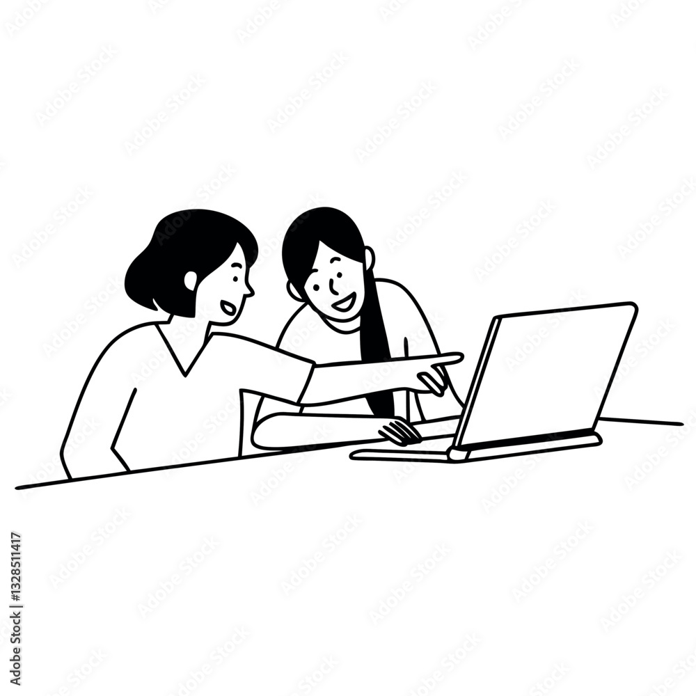 2 students-working-with-a-laptop-and smiling. 2 students-working-with-a-laptop-and smiling.