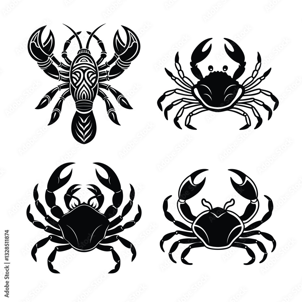 Fototapeta premium tribal tattoo designs Crab silhouette. Isolated crab on white background