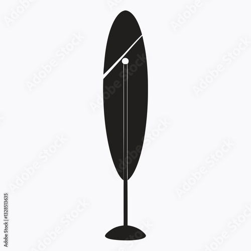 Vector black flat sup stand up and paddle surf board icon on white background.