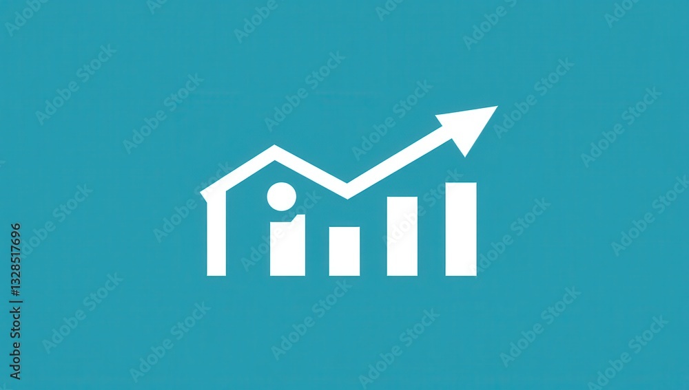 Abstract Graphic of an Upward Trend with House Icon and Bar Graph Elements Representing Real Estate Market Growth and Financial Success Abstract Graphic of an Upward Trend with House Icon and Bar Graph Elements Representing Real Estate Market Growth and Financial Success