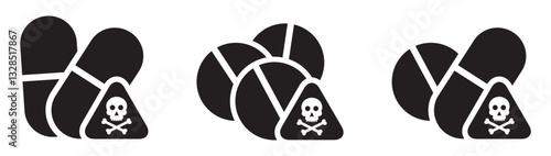 Drugs overdose warning icon, vector illustration
