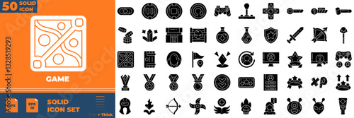 Game Solid Editable Icons set
