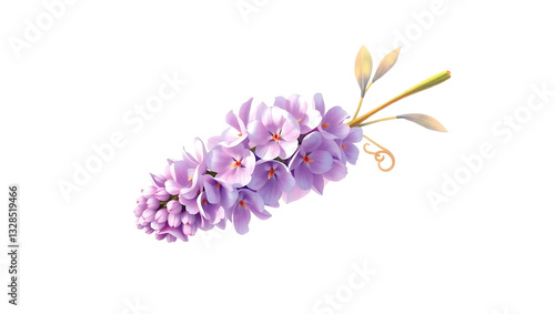 Purple Lilac Blossom Cluster: Vibrant Spring Garden Botanical Beauty