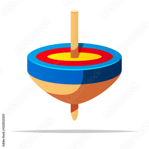 Wooden spinning top vector isolated illustration
