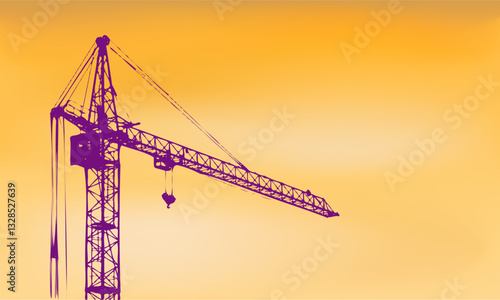 Lifting crane. Construction of a new multi-storey building.